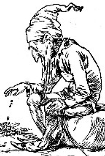 A leprechaun counts his gold c. 1900