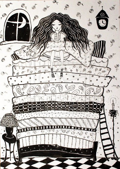 Illustration by Cherry-Ksyss at deviantart.com from a similar story, "The Princess and the Pea"